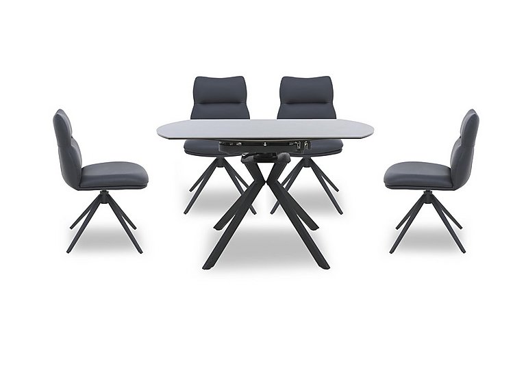 Quattro Extending Swivel Dining Table and 4 Swivel Chairs
