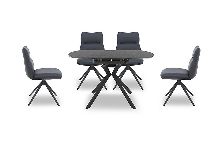 Quattro Extending Swivel Dining Table and 4 Swivel Chairs - Charcoal