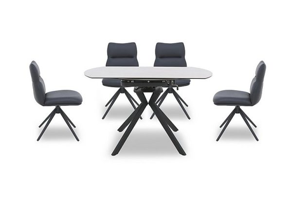 Quattro Extending Swivel Dining Table and 4 Swivel Chairs  Sand | Bed Sava