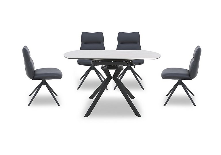 Quattro Extending Swivel Dining Table and 4 Swivel Chairs - Sand