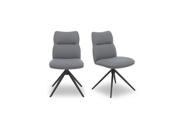 Quattro Pair of Swivel Dining Chairs  Stone | Bed Sava