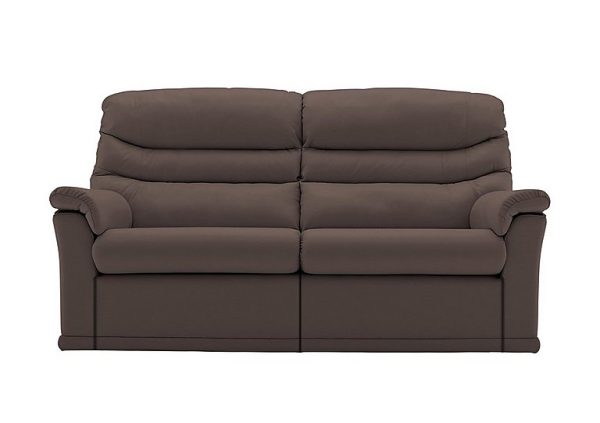 G Plan  Malvern 2 Cushion 3 Seater Leather Sofa with Manual Recliner  Oxford Chocloate | Bed Sava