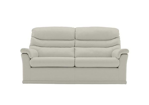 G Plan  Malvern 2 Cushion 3 Seater Leather Sofa  No Recliner  Oxford Light Grey | Bed Sava