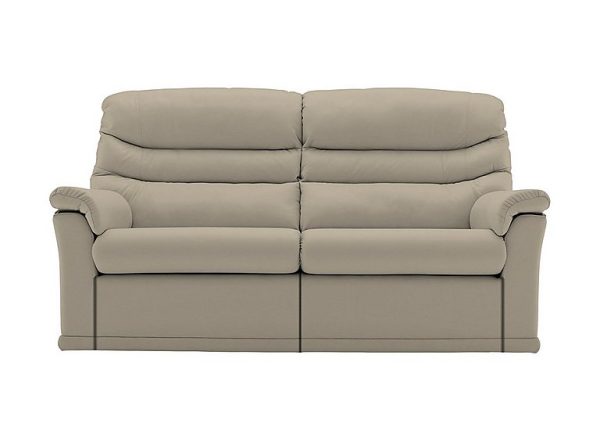 G Plan  Malvern 2 Cushion 3 Seater Leather Sofa with Power Recliner  Oxford Mushroom | Bed Sava