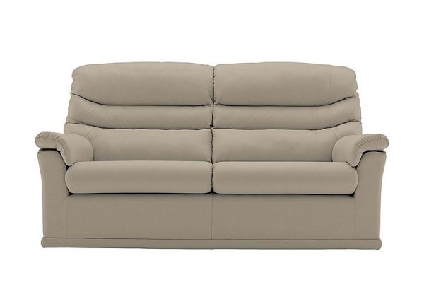 G Plan  Malvern 2 Cushion 3 Seater Leather Sofa  No Recliner  Oxford Mushroom | Bed Sava