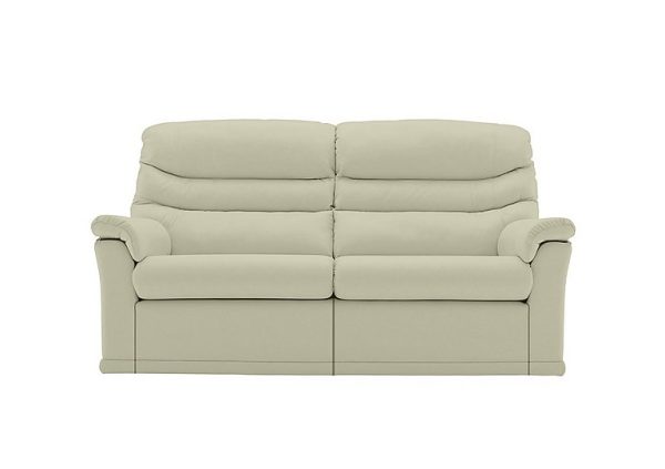 G Plan  Malvern 2 Cushion 3 Seater Leather Sofa with Manual Recliner  Cambridge Chalk | Bed Sava
