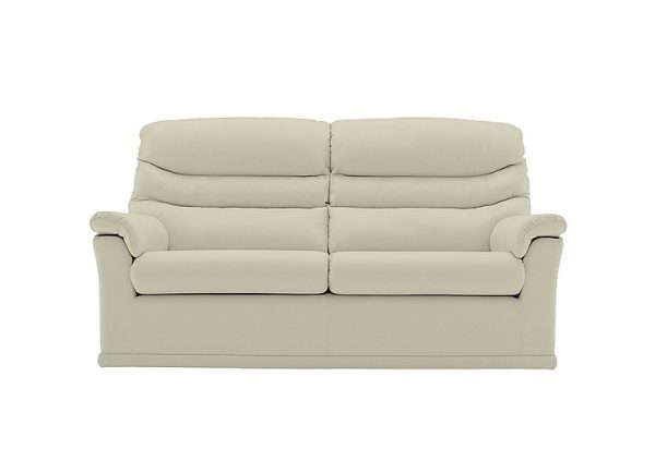 G Plan  Malvern 2 Cushion 3 Seater Leather Sofa  No Recliner  Cambridge Chalk | Bed Sava