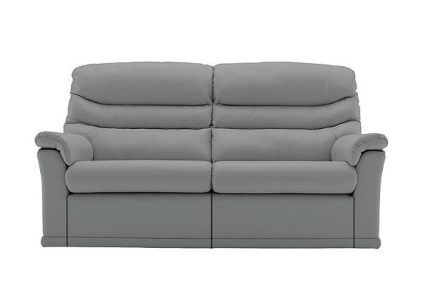 G Plan  Malvern 2 Cushion 3 Seater Leather Sofa with Manual Recliner  Cambridge Grey | Bed Sava