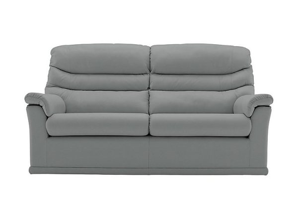 G Plan  Malvern 2 Cushion 3 Seater Leather Sofa  No Recliner  Cambridge Grey | Bed Sava
