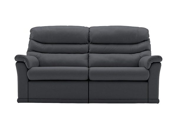 G Plan  Malvern 2 Cushion 3 Seater Leather Sofa with Manual Recliner  Cambridge Petrol Blue | Bed Sava