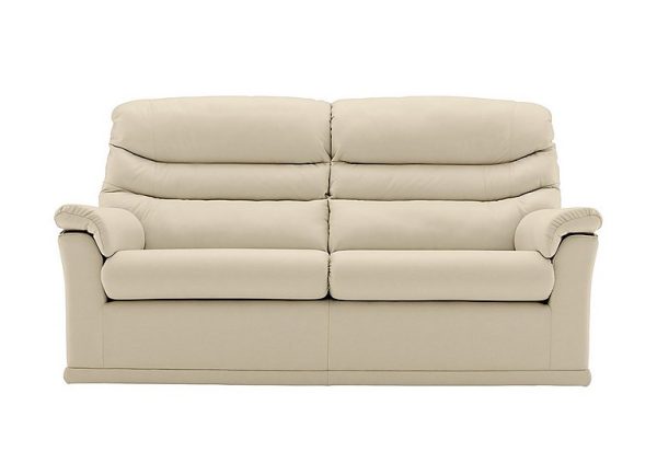 G Plan  Malvern 2 Cushion 3 Seater Leather Sofa  No Recliner  Cambridge Stone | Bed Sava