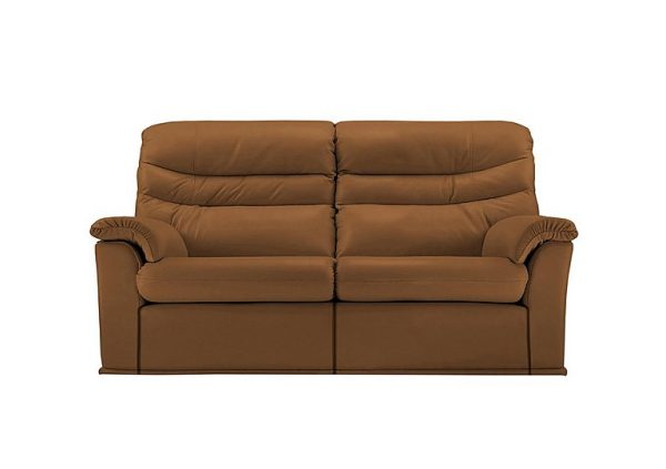 G Plan  Malvern 2 Cushion 3 Seater Leather Sofa with Power Recliner  Cambridge Tan | Bed Sava