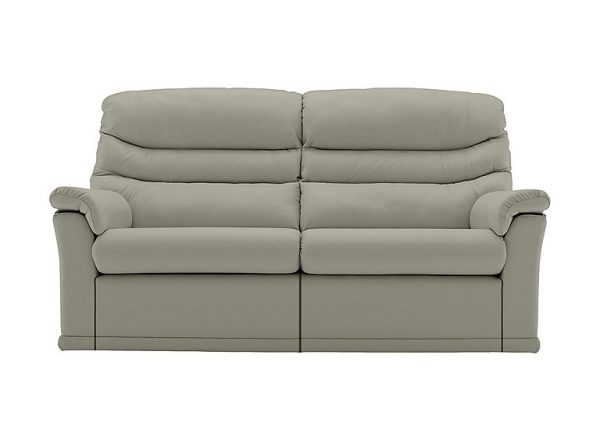 G Plan  Malvern 2 Cushion 3 Seater Leather Sofa with Manual Recliner  Cambridge Taupe | Bed Sava