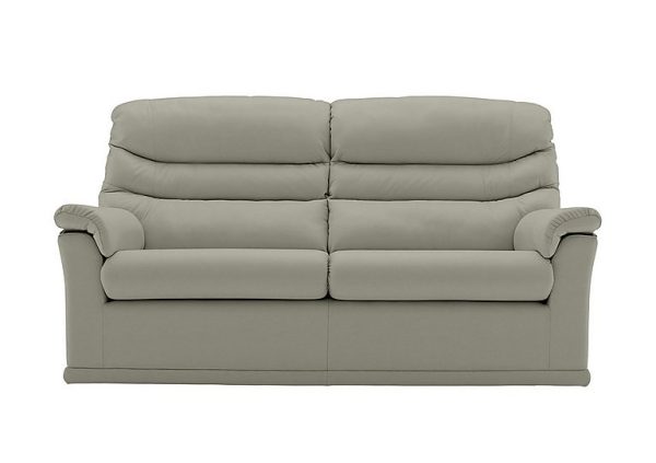 G Plan  Malvern 2 Cushion 3 Seater Leather Sofa  No Recliner  Cambridge Taupe | Bed Sava