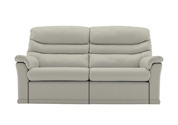 G Plan  Malvern 2 Cushion 3 Seater Leather Sofa with Manual Recliner  Capri Mist | Bed Sava