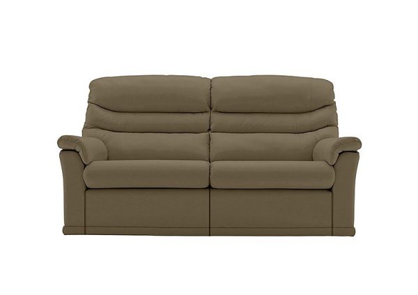 G Plan  Malvern 2 Cushion 3 Seater Leather Sofa with Manual Recliner  Capri Mushroom | Bed Sava