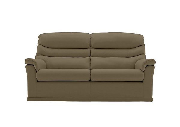 G Plan  Malvern 2 Cushion 3 Seater Leather Sofa  No Recliner  Capri Mushroom | Bed Sava