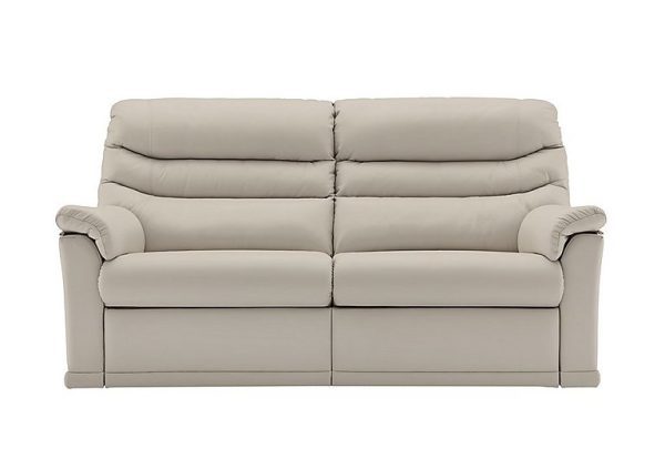 G Plan  Malvern 2 Cushion 3 Seater Leather Power Recliner Sofa  Capri Putty | Bed Sava