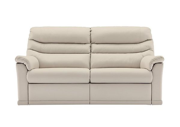 G Plan  Malvern 2 Cushion 3 Seater Leather Sofa with Manual Recliner  Capri Stone | Bed Sava