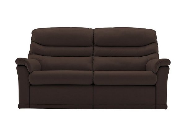 G Plan  Malvern 2 Cushion 3 Seater Leather Sofa with Manual Recliner  Capri Chocolate | Bed Sava