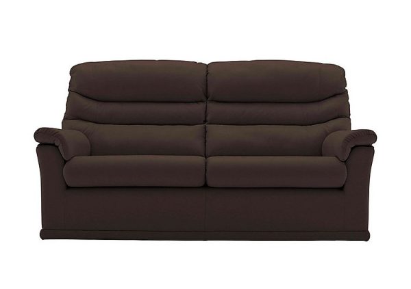 G Plan  Malvern 2 Cushion 3 Seater Leather Sofa  No Recliner  Capri Chocolate | Bed Sava
