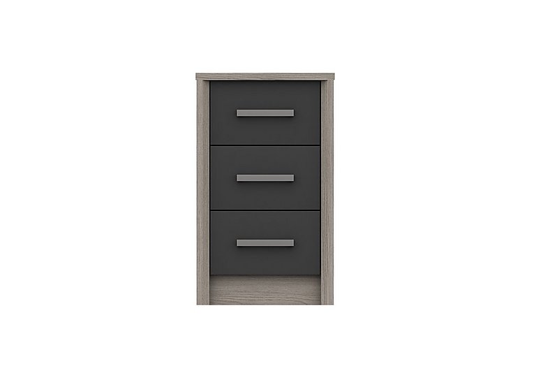 London Bedrooms - Euston 3 Drawer Bedside Chest - Grey Oak/Graphite Gloss