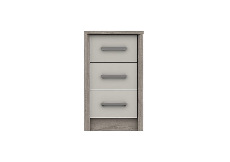 London Bedrooms - Euston 3 Drawer Bedside Chest - Grey Oak/White Grey Gloss