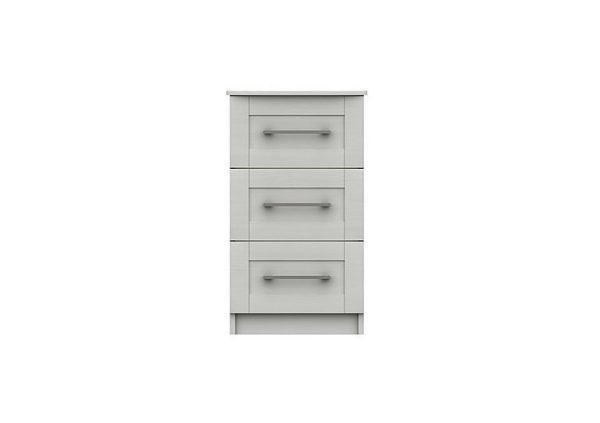London Bedrooms  Fenchurch 3 Drawer Bedside Chest  White | Bed Sava