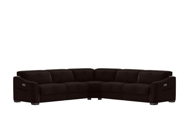 Xavier HW Leather Large Left Hand Facing Corner Sofa with Power Recliner | Bed Sava
