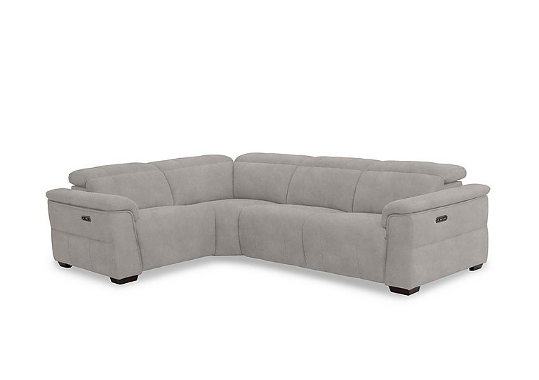 Inca Fabric Double Power Recliner Left Hand Facing Corner Sofa with Power Headrests