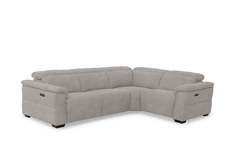 Inca Fabric Double Power Recliner Right Hand Facing Corner Sofa with Power Headrests