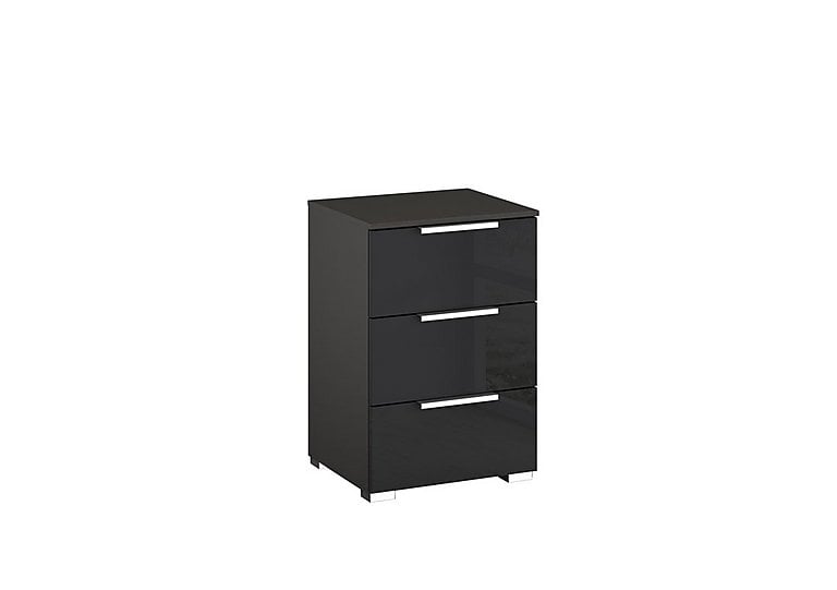 Rauch - Formes Glass 3 Drawer Bedside Chest - Graphite/Basalt Front