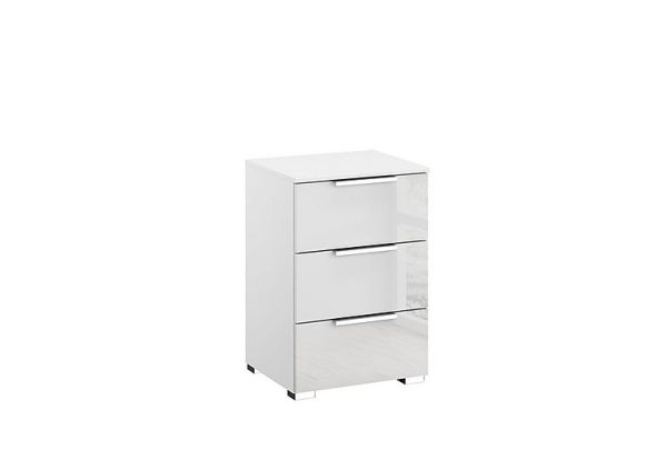 Rauch  Formes Glass 3 Drawer Bedside Chest  WhiteWhite Front | Bed Sava