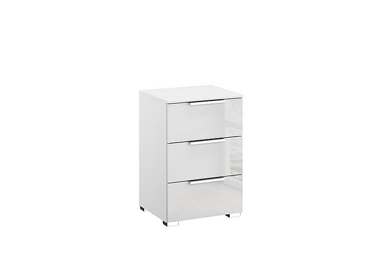Rauch - Formes Glass 3 Drawer Bedside Chest - White/White Front