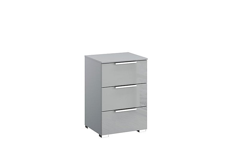 Rauch - Formes Glass 3 Drawer Bedside Chest - Silk Grey/Silk Grey Front