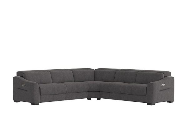 Xavier Fabric Large Left Hand Facing Corner Sofa with Power Recliner | Bed Sava