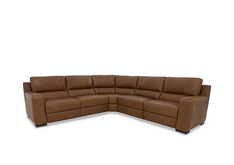 Viali Leather Large Corner Sofa with Power Recliner