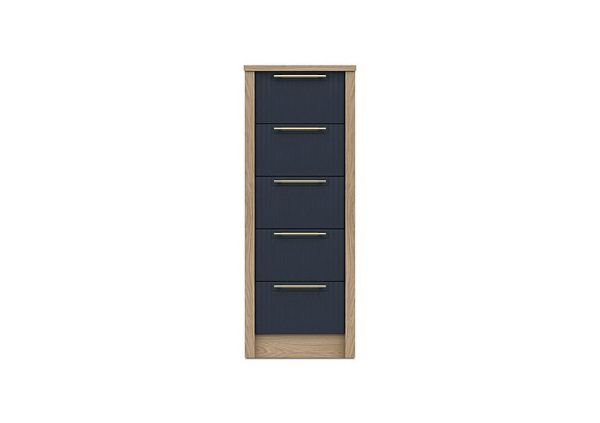 London Bedrooms  Chelsea 5 Drawer Tall Boy with Gold Handles  Royal Blue | Bed Sava