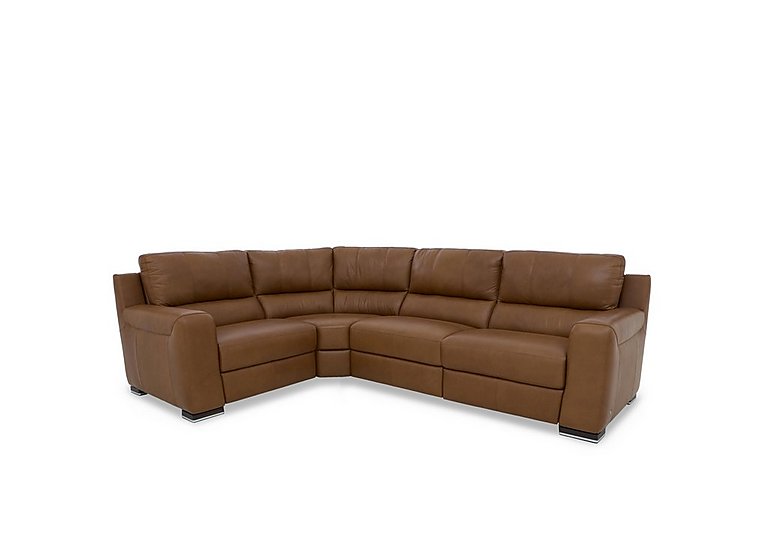 Viali Leather Left Hand Facing Corner Sofa with Power Recliner