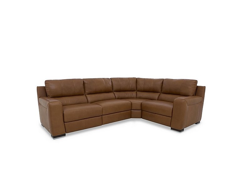 Viali Leather Right Hand Facing Corner Sofa with Power Recliner
