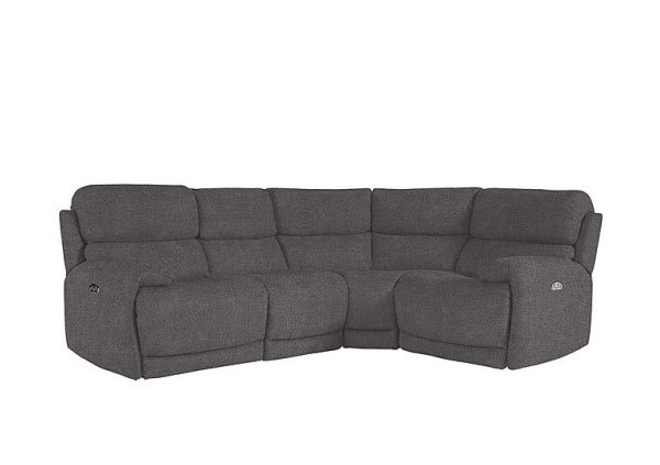 Link Fabric Power Recliner Right Hand Facing Corner Sofa with Power Headrests | Bed Sava