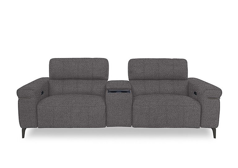 Homestage Fabric 3 Seater Power Recliner Media Sofa with Console and Power Headrests
