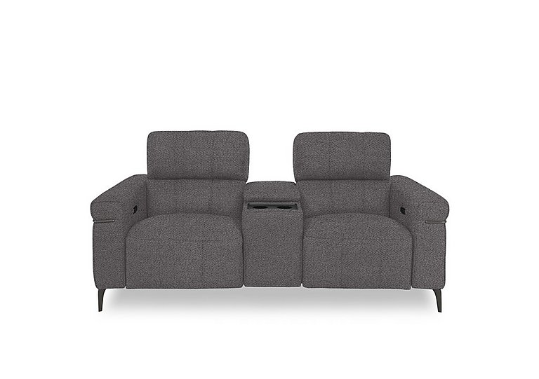 Homestage Fabric 2 Seater Power Recliner Media Sofa with Console and Power Headrests