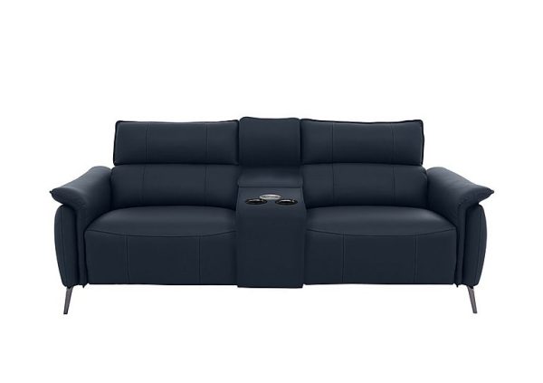 Jude 3 Seater Leather Power Recliner Sofa with Smart Console Unit and Power Telescopic Headrests | Bed Sava