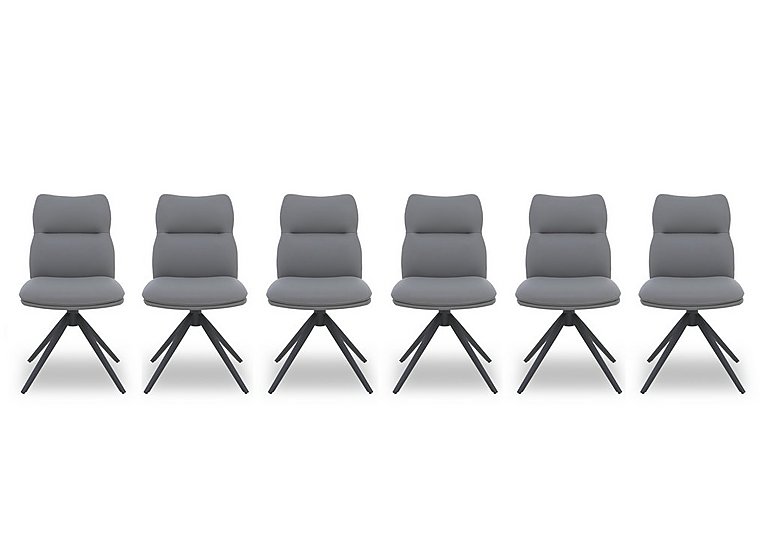 Quattro Set of 6 Swivel Dining Chairs - Stone