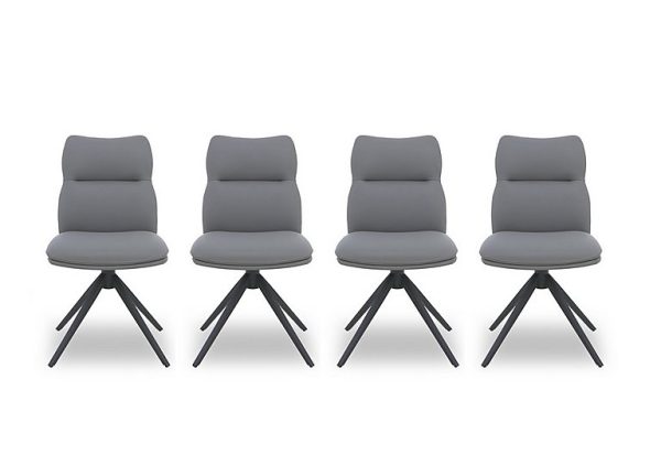 Quattro Set of 4 Swivel Dining Chairs  Stone | Bed Sava