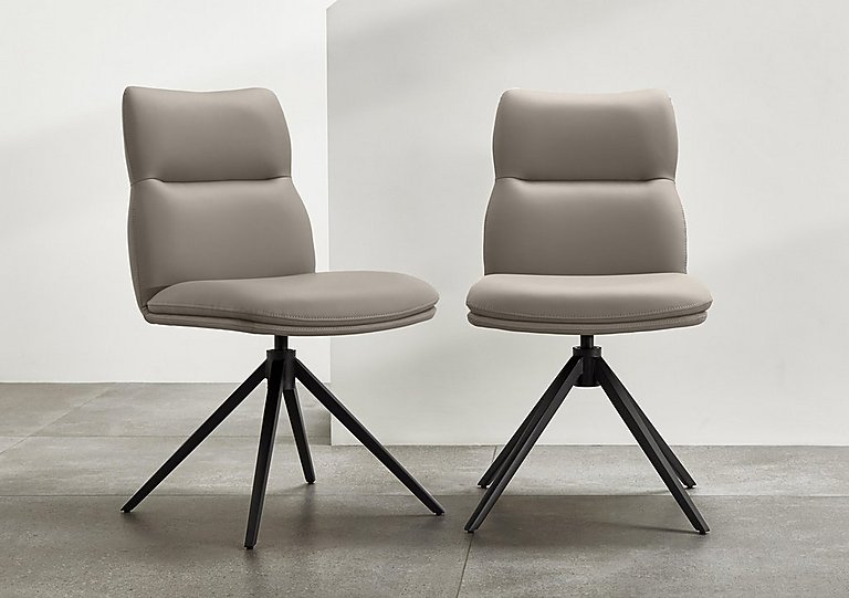 Quattro Set of 6 Swivel Dining Chairs - Taupe