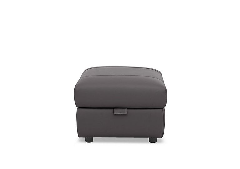 Raven Leather Storage Footstool
