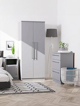 Swift Oxford Ready Assembled 3 Piece Set - Bedside Chest, 2 Door Wardrobe And 3 Drawer Chest