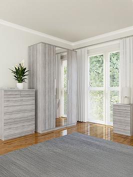 Very Home Prague 3 Piece Bedroom Furniture Set - 3 Door Mirrored Wardrobe, 4 + 2 Drawer Chest And 3 Drawer Bedside Table - Fsc&Reg; Certified